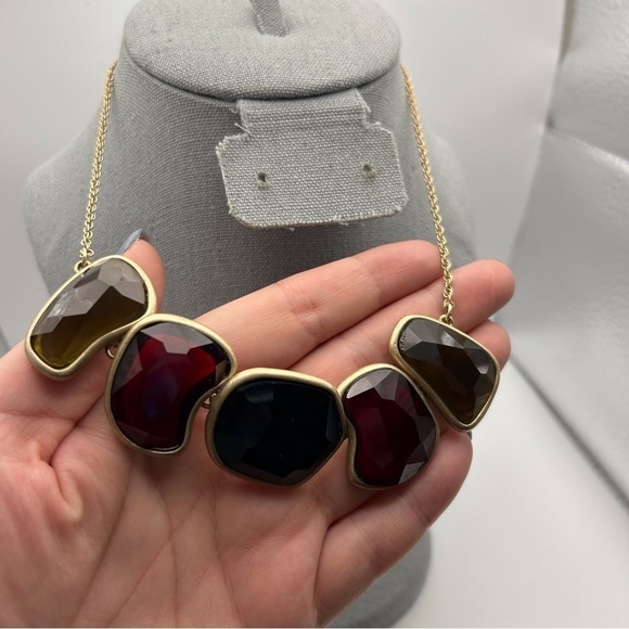 Kenneth Cole Reaction Multicolor Jeweled Necklace Gold Tone - Picture 2 of 10